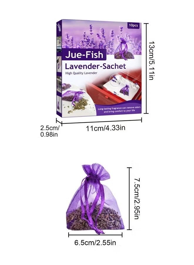 JUE-FISH Eco-Friendly Lavender Sachet Bags 10 Pcs - Lavender Sachets - Used for wardrobes, Drawers, Closets, Shoe cabinets and Cars, Fresh Fragrance - Suitable for Home Decoration - Can Carry The Sachet - Image 2