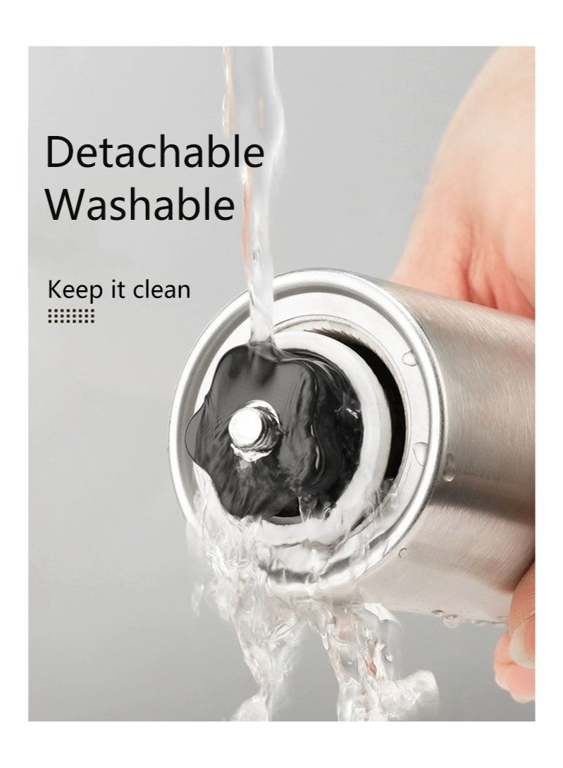 Manual coffee bean grinder, silver, portable, adjustable, washable - Image 3