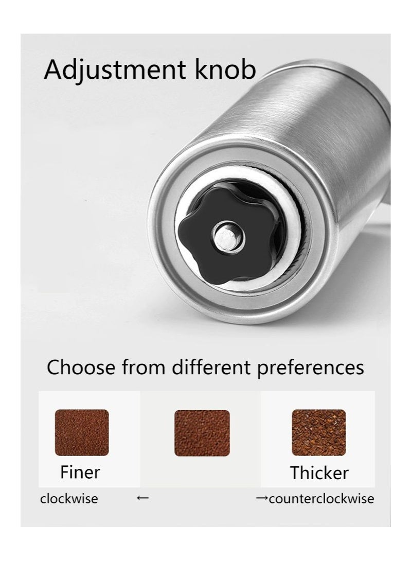 Manual coffee bean grinder, silver, portable, adjustable, washable - Image 4