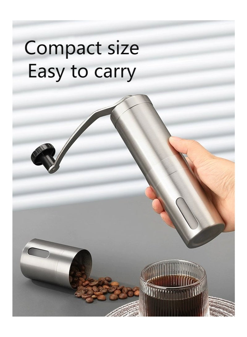 Manual coffee bean grinder, silver, portable, adjustable, washable - Image 2
