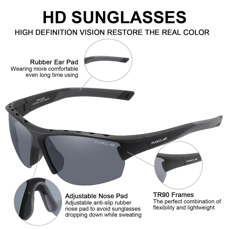 PUKCLAR Polarised Sports Sunglasses for Men Women Cycling Glasses UV400 Protection Sun Glasses For Running Driving Fishing Travel - Image 4
