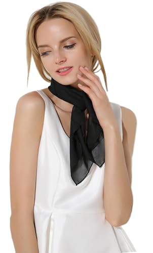 Fairycece Chiffon Scarf Neck Scarf Black Women 50s Accessories for Women - Image 3