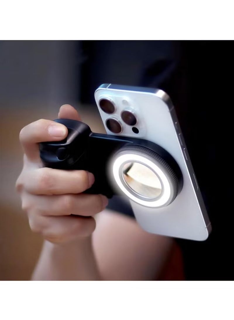 TIGER Magnetic Selfie Ring Light with Rechargeable LED Fill Light & Snap Grip – Wireless Bluetooth Remote Control Camera Handle for iPhone & Smartphones | MagSafe-Compatible Lighting Accessory for Photos, Reels, Vlogging & Video Shooting - Image 1