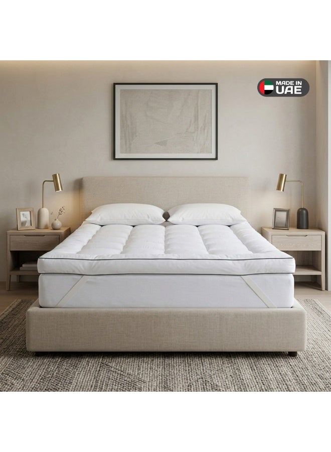 EASELIVING واقي مرتبة إيزليڤينج 160×200 - 8 سم سمك، فائق النعومة، مقاس كوين، مصنوع من قماش فاخر ناعم وأشرطة مطاطية لتثبيت محكم. - Image 1
