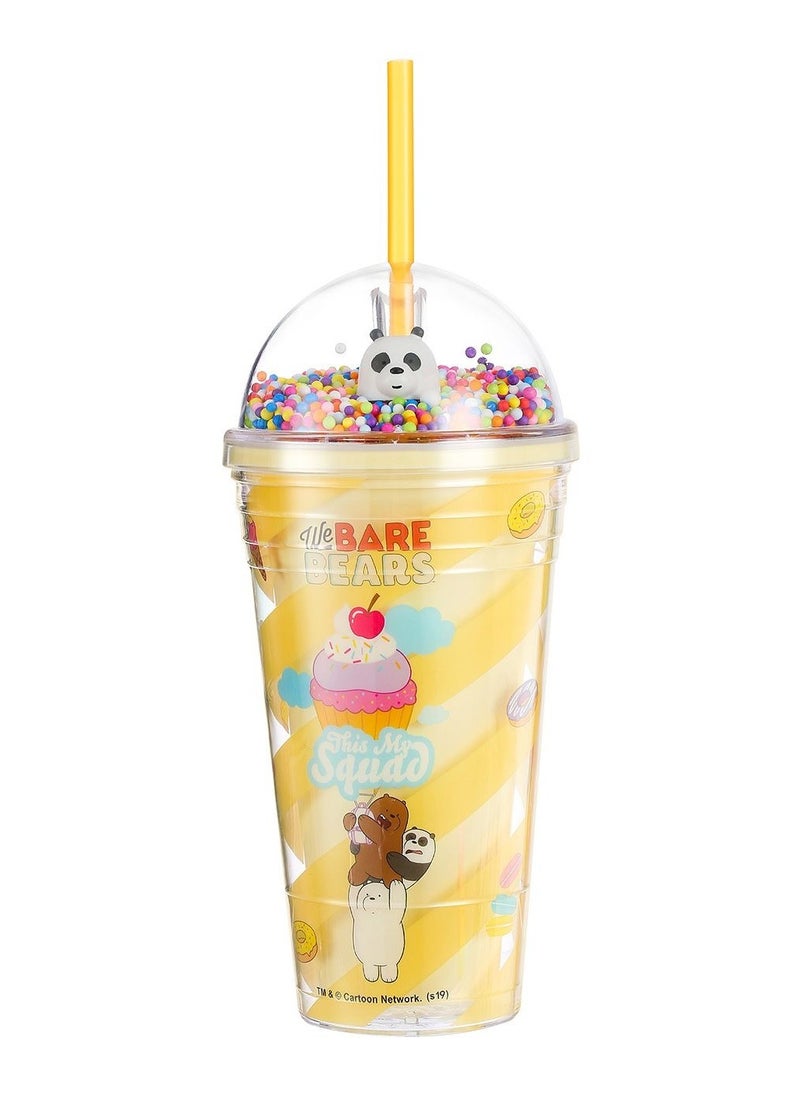 Miniso We Bare Bears Water Bottle with Straw Yellow 