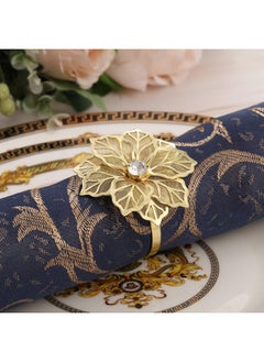 Hotop Hotop 24 Pcs Hollow Out Flower Napkin Rings Gold Poinsettia Rhinestone Napkin Holder Set Adornment Exquisite Household for Thanksgiving Day Christmas Wedding Party  - Image 3