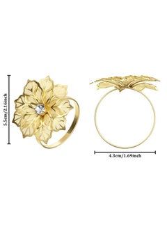 Hotop Hotop 24 Pcs Hollow Out Flower Napkin Rings Gold Poinsettia Rhinestone Napkin Holder Set Adornment Exquisite Household for Thanksgiving Day Christmas Wedding Party  - Image 2
