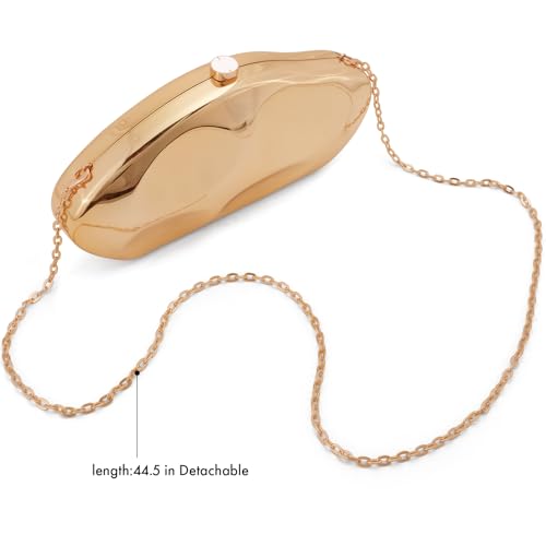 NEWROGENG Acrylic Clutch Purse for Women Evening Bag, Irregular Shell Acrylic Purse Box Clutch with Chain for Party Wedding Prom, Champagne Gold - Image 4