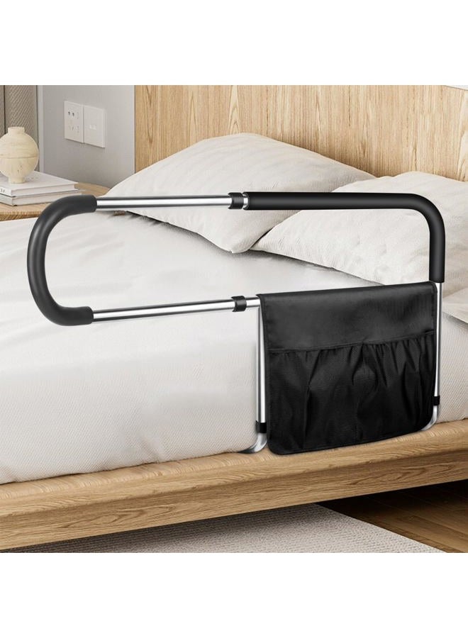Eplinnest Bed Rails for Elderly Adults Safety, Stainless Steel Bed Assist Rail with Adjustable Side Railings for Seniors Bedside Fall Prevent Grab Bar with Storage Pocket,Fits King Queen Full Twin Bed - Image 1