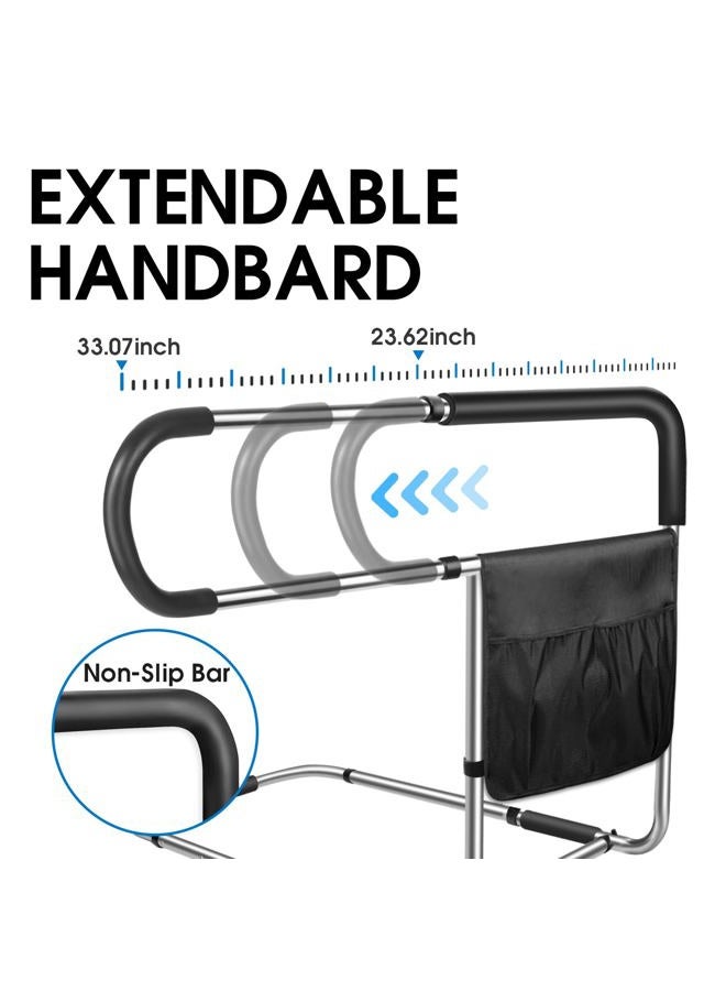 Eplinnest Bed Rails for Elderly Adults Safety, Stainless Steel Bed Assist Rail with Adjustable Side Railings for Seniors Bedside Fall Prevent Grab Bar with Storage Pocket,Fits King Queen Full Twin Bed - Image 2