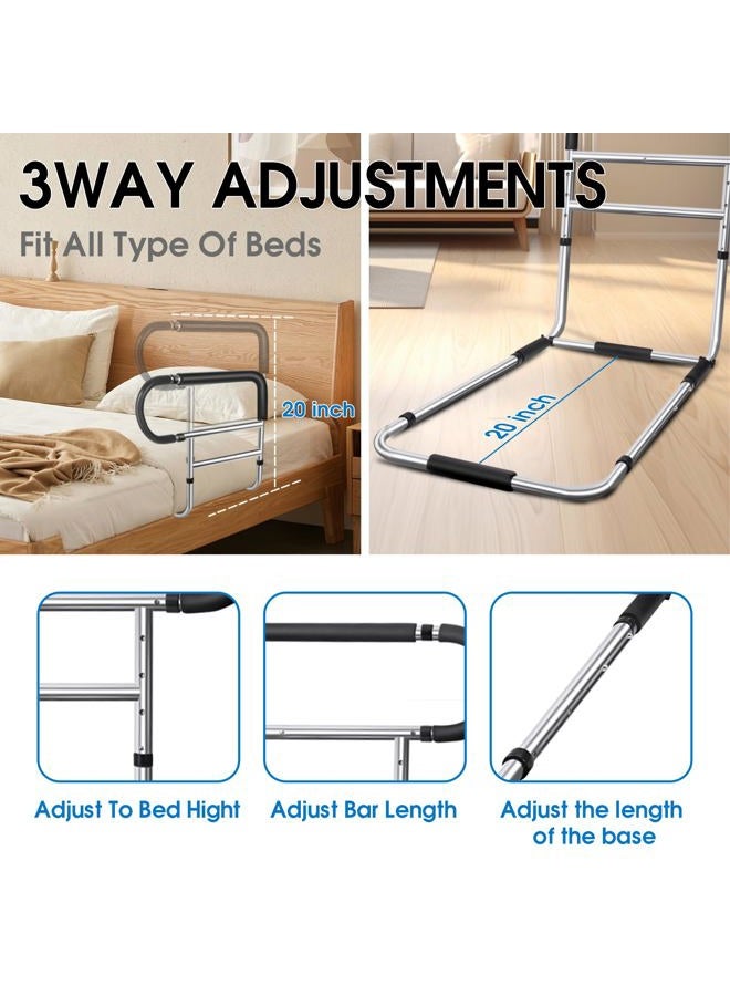Eplinnest Bed Rails for Elderly Adults Safety, Stainless Steel Bed Assist Rail with Adjustable Side Railings for Seniors Bedside Fall Prevent Grab Bar with Storage Pocket,Fits King Queen Full Twin Bed - Image 5