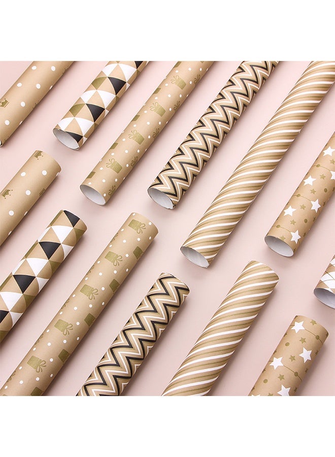 7 Sheets Gift Wrapping Paper with Ribbon Sticker Tape Set, Durable Gift Wrap Set for Birthday Party, Valentines Day, Wedding, Baby Shower, Bridal Shower, Graduation - Image 3