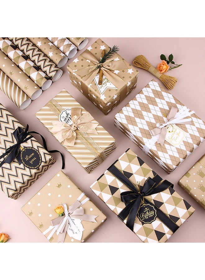 7 Sheets Gift Wrapping Paper with Ribbon Sticker Tape Set, Durable Gift Wrap Set for Birthday Party, Valentines Day, Wedding, Baby Shower, Bridal Shower, Graduation - Image 5