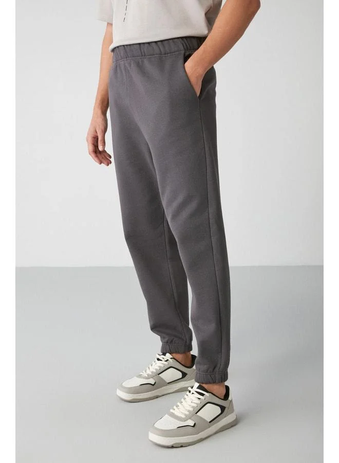 GRIMELANGE Inside Men's Regular Fit Soft Fabric Waist and Cuff Elastic Charcoal Jogger Pants.