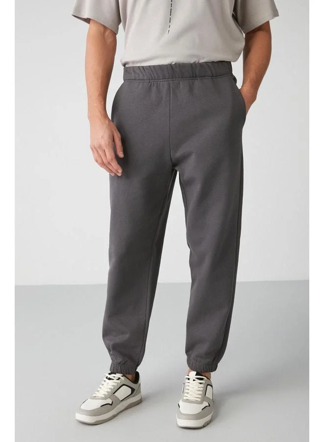 GRIMELANGE Inside Men's Regular Fit Soft Fabric Waist and Cuff Elastic Charcoal Jogger Pants.