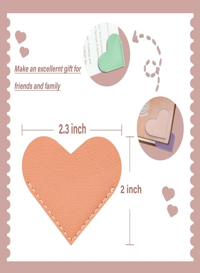 Winjeto Leather Heart Bookmarks - 6 Pieces Cute Corner Page Book Marks for Teachers Students Book Reading Lovers, for School Office Home Supplies (Love（6pcs）) - Image 3