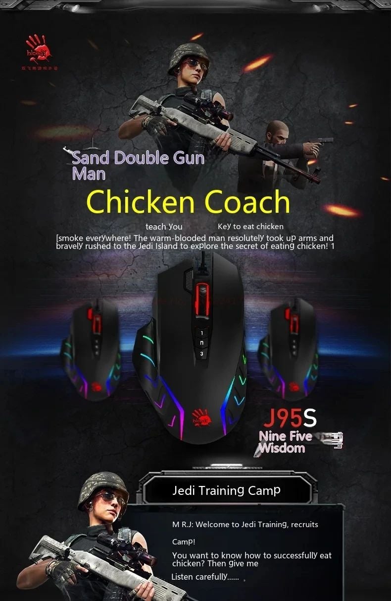 A4Tech Bloody J95s Wired Gaming Mouse with Programmable Fm5k Optical Engine - Image 5