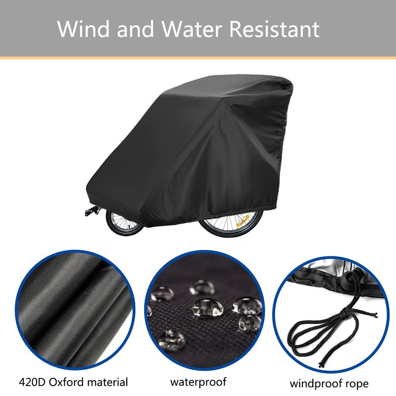Sqodok Bicycle Trailer Cover  Waterproof Bike Trailer Storage Cover 420D Oxford Material With Pu Coating  Kid'S Pet Bike Trailer Cover Anti-Uv  Windproof  Dustproof  55X 33X 39 Inch - Image 4