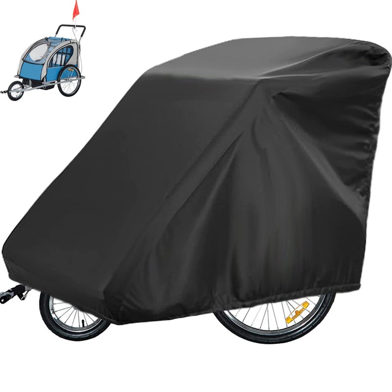 Sqodok Bicycle Trailer Cover  Waterproof Bike Trailer Storage Cover 420D Oxford Material With Pu Coating  Kid'S Pet Bike Trailer Cover Anti-Uv  Windproof  Dustproof  55X 33X 39 Inch - Image 1