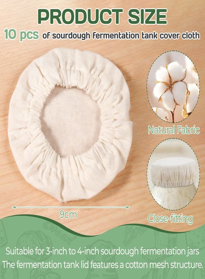 OLLBIT Sourdough Starter Jar Cover Cloth 10 Pcs 100% Cotton Caps Breathable and Reusable Sourdough Jar Cover Beeswax Bowl Covers for 3-4-Inch Can Opening - Image 2
