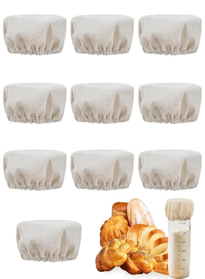OLLBIT Sourdough Starter Jar Cover Cloth 10 Pcs 100% Cotton Caps Breathable and Reusable Sourdough Jar Cover Beeswax Bowl Covers for 3-4-Inch Can Opening - Image 1