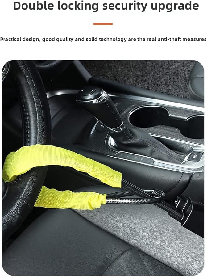 Universal Retractable Steel Cable Car Steering Wheel Lock Anti Theft Device Blue - Image 4