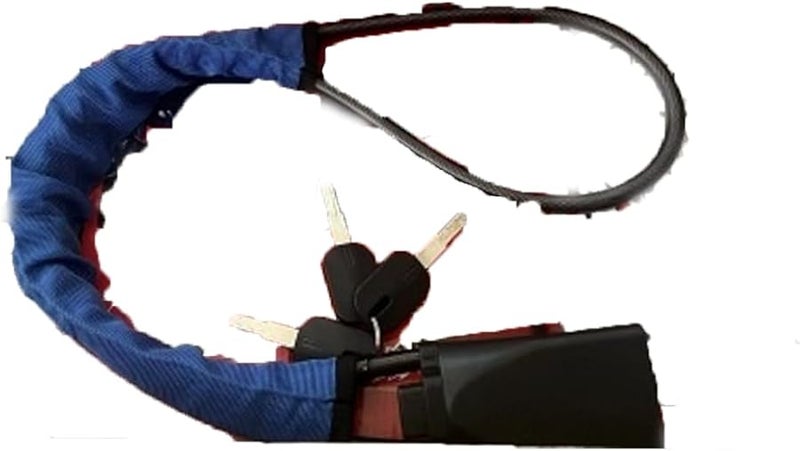 Universal Retractable Steel Cable Car Steering Wheel Lock Anti Theft Device Blue - Image 2