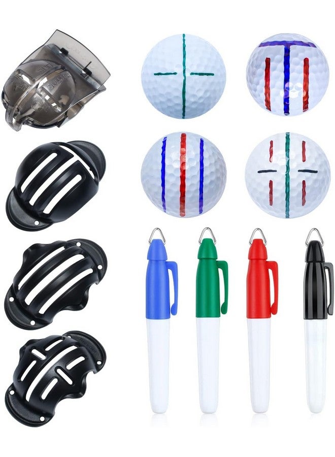 Cualfec 8 Pack Golf Ball Marker,Golf Ball Line Drawing Marker,Golf Ball Liner Golf Ball Marking Tool Kit Golf Accessories Golf Ball Marker Stencil - Image 1