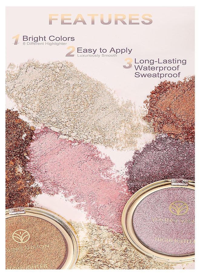 Highlighter Makeup Powder 06, Made With High-Quality Ingredients, Gentlely On The Skin and Provide Long-Lasting Wear, Suitable Under Makeup With Long Lasting Shine Finish