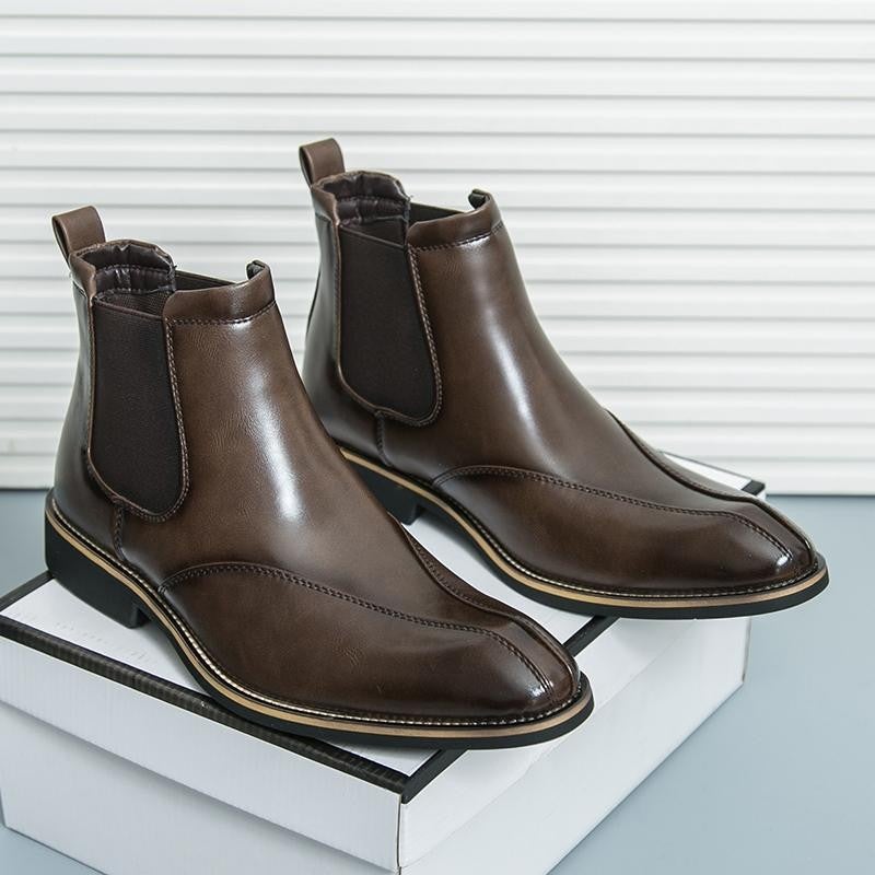 Dropshipping Boots Men'S Winter High-Top Leather Shoes Men'S British Chelsea Boots Short Boots Mid-Top Business Casual Men'S Boots - Image 1