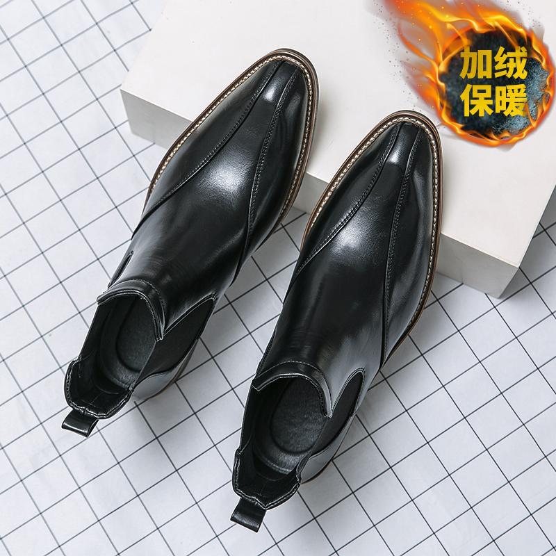 Dropshipping Boots Men'S Winter High-Top Leather Shoes Men'S British Chelsea Boots Short Boots Mid-Top Business Casual Men'S Boots - Image 4