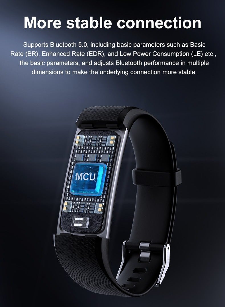 ساعة S5 الذكية الرياضية ، متعددة اللغات المدعومة ، مراقبة معدل ضربات القلب وضغط الدم ، سوار لياقة مقاوم للماء (أسود) - Image 4