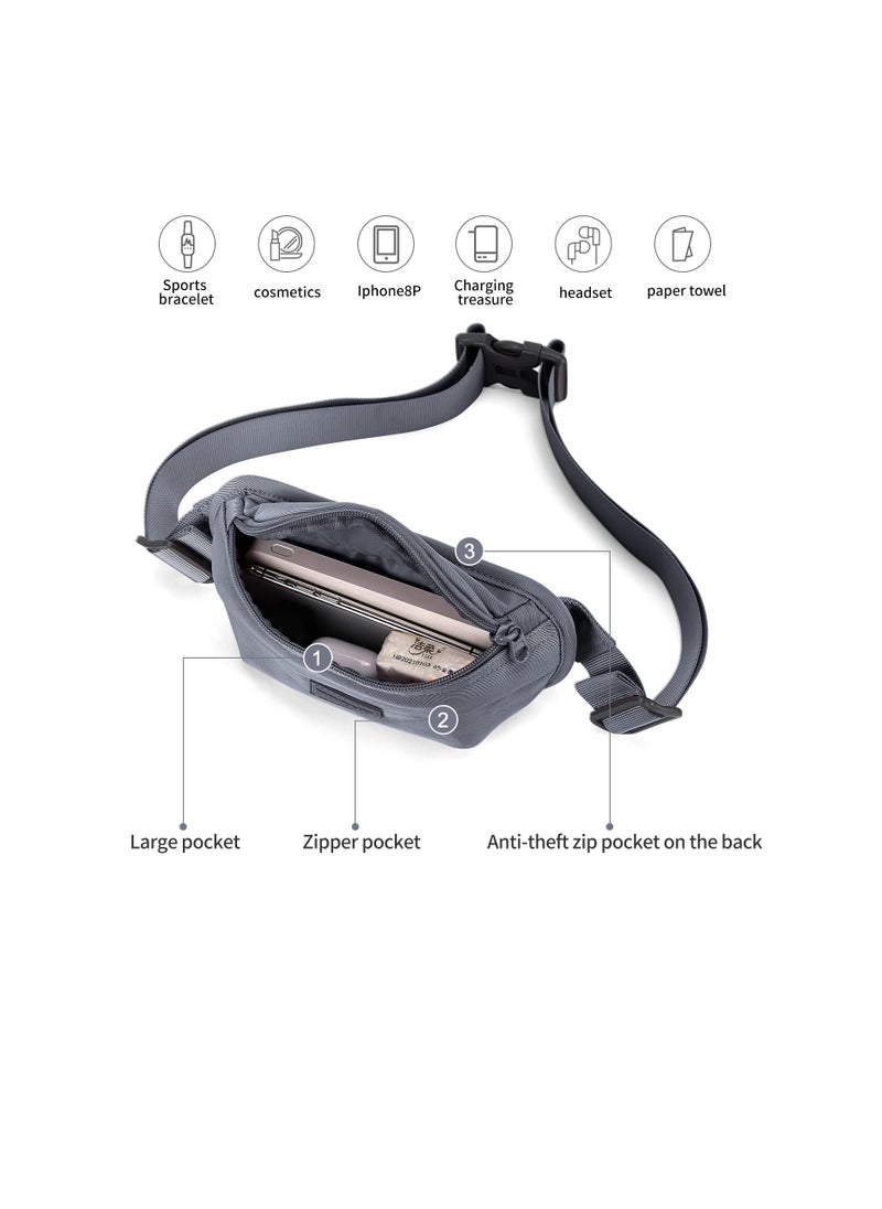 Excefore - Pack for Women Men, Fashionable Waterproof Crossbody Waist Bag, Pack Belt Bag for Yoga, Running Sport, Workout, Hiking Travel Walking, Easy Carry Any Phone Wallet Purse (Grey) - Image 1