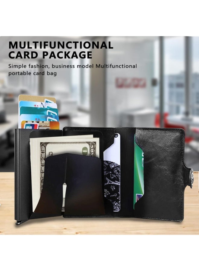 Leather capsule wallet - Code 288 - Black - RFID blocking, made of leather and aluminum. Credit and business card holder for men and women.  - Image 5