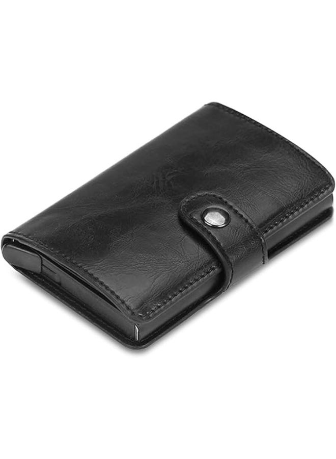 Leather capsule wallet - Code 288 - Black - RFID blocking, made of leather and aluminum. Credit and business card holder for men and women.  - Image 1