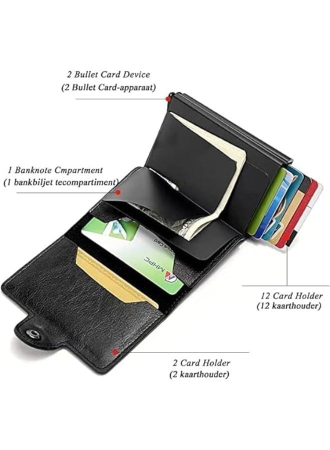 Leather capsule wallet - Code 288 - Black - RFID blocking, made of leather and aluminum. Credit and business card holder for men and women.  - Image 3