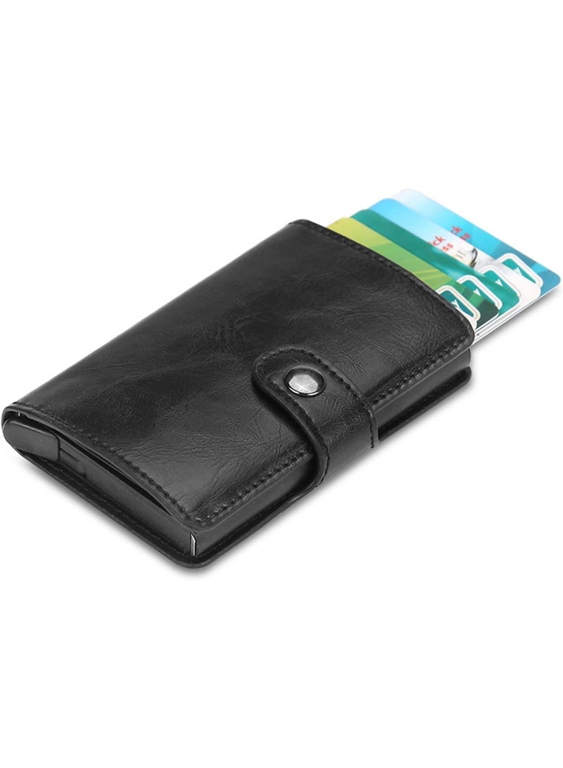 Leather capsule wallet - Code 288 - Black - RFID blocking, made of leather and aluminum. Credit and business card holder for men and women.  - Image 2