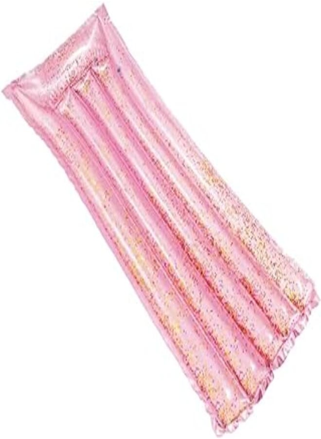 INTEX Float around in style - gold and pink glitter filled *220 lb ( 100kg ) max weight limit . deflated 72 x 27 ( 1.83m x 69cm ). 