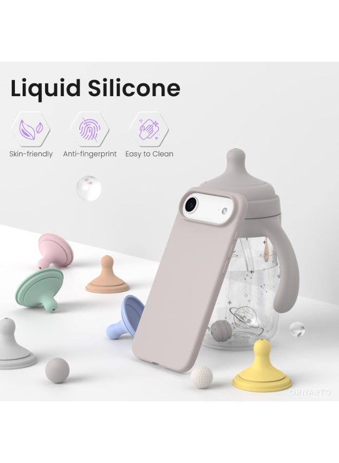 ACLIX Silicone Case Compatible with iPhone 17 Air, Slim Liquid Silicone Phone Case with 3-Layer Soft Rubber Shockproof Bumper with TPU Lining (Stone) - Image 2