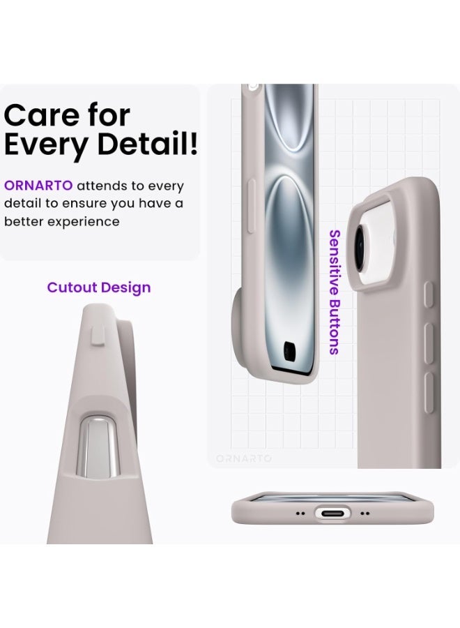 ACLIX Silicone Case Compatible with iPhone 17 Air, Slim Liquid Silicone Phone Case with 3-Layer Soft Rubber Shockproof Bumper with TPU Lining (Stone) - Image 4
