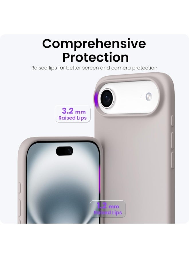 ACLIX Silicone Case Compatible with iPhone 17 Air, Slim Liquid Silicone Phone Case with 3-Layer Soft Rubber Shockproof Bumper with TPU Lining (Stone) - Image 5