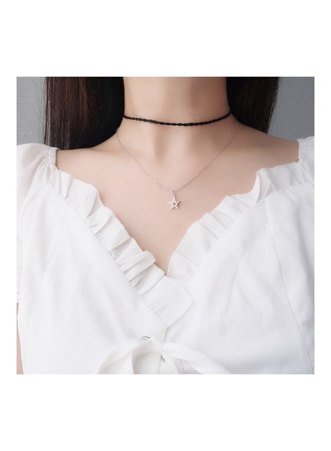 بيرفيي S925 Sterling Silver Crystal Studded Pendant Necklace - Image 2