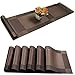 Misuhom Misuhom Placemats Set of 6 + 1 Table Runner, Stain Resistant Washable PVC Table Mats Non-Slip Washable Coffee  - Image 2