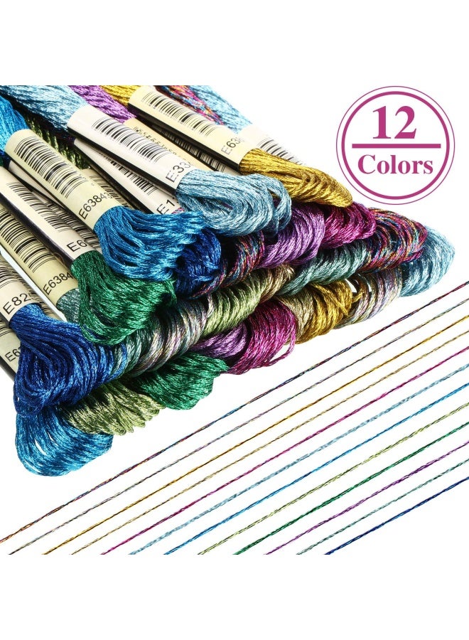 WILLBOND 24 Pieces Metallic Embroidery Threads Skein Embroidery Thread Multi Color Shimmering Embroidery Thread Polyester Cross Stitch Thread For Friendship Bracelets Diy Craft Embroidery Thread - Image 4