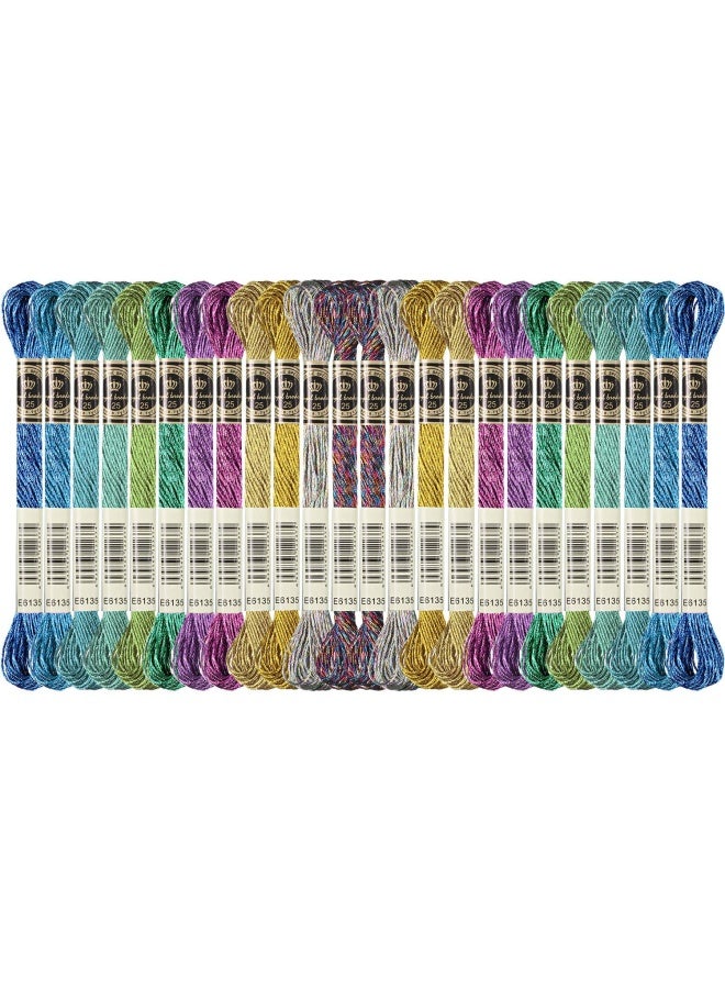 WILLBOND 24 Pieces Metallic Embroidery Threads Skein Embroidery Thread Multi Color Shimmering Embroidery Thread Polyester Cross Stitch Thread For Friendship Bracelets Diy Craft Embroidery Thread - Image 2