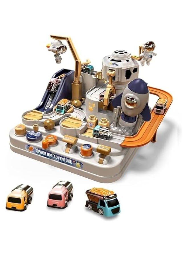 DURKU Rocket Edition Car Adventure Toy Set for Toddlers 3-5 Years - No Batteries, Infinite Loop Track, Perfect Birthday Gift for Boys and Girls  - Image 1