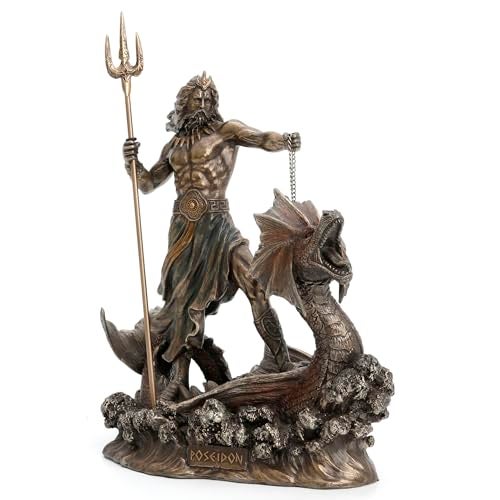 Veronese Design 9 1/4 Inch Poseidon with Trident Standing On Hippocampus Cold Cast Resin Bronze Finish Statue - Image 2