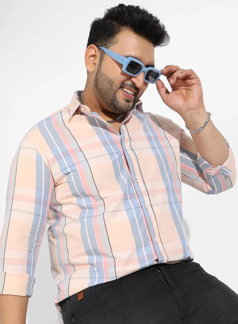 انستافاب بلس قميص رجالي قطني كاروهات بأزرار إنستافاب بلس