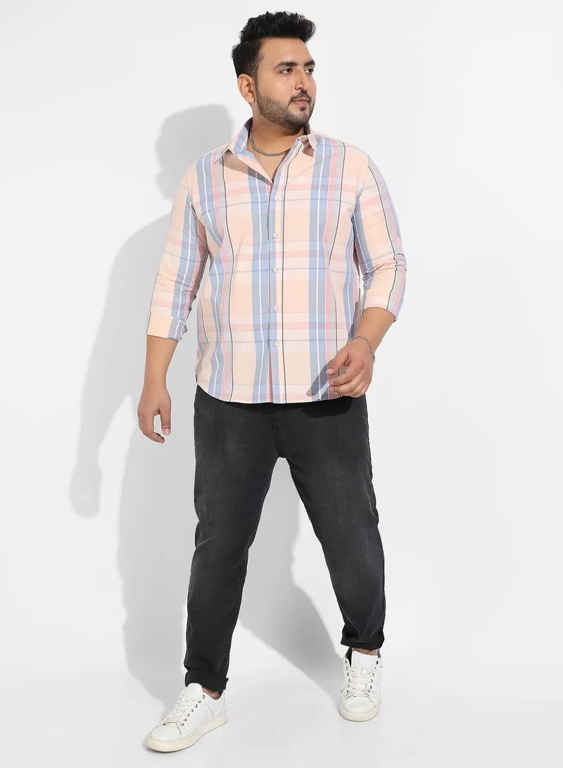 Instafab Plus  Instafab Plus Men's Cotton Plaid Button Up Shirt for Men | Best Price UAE