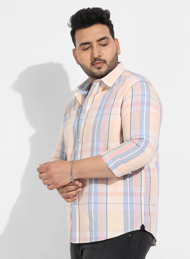 Instafab Plus  Instafab Plus Men's Cotton Plaid Button Up Shirt for Men | Best Price UAE